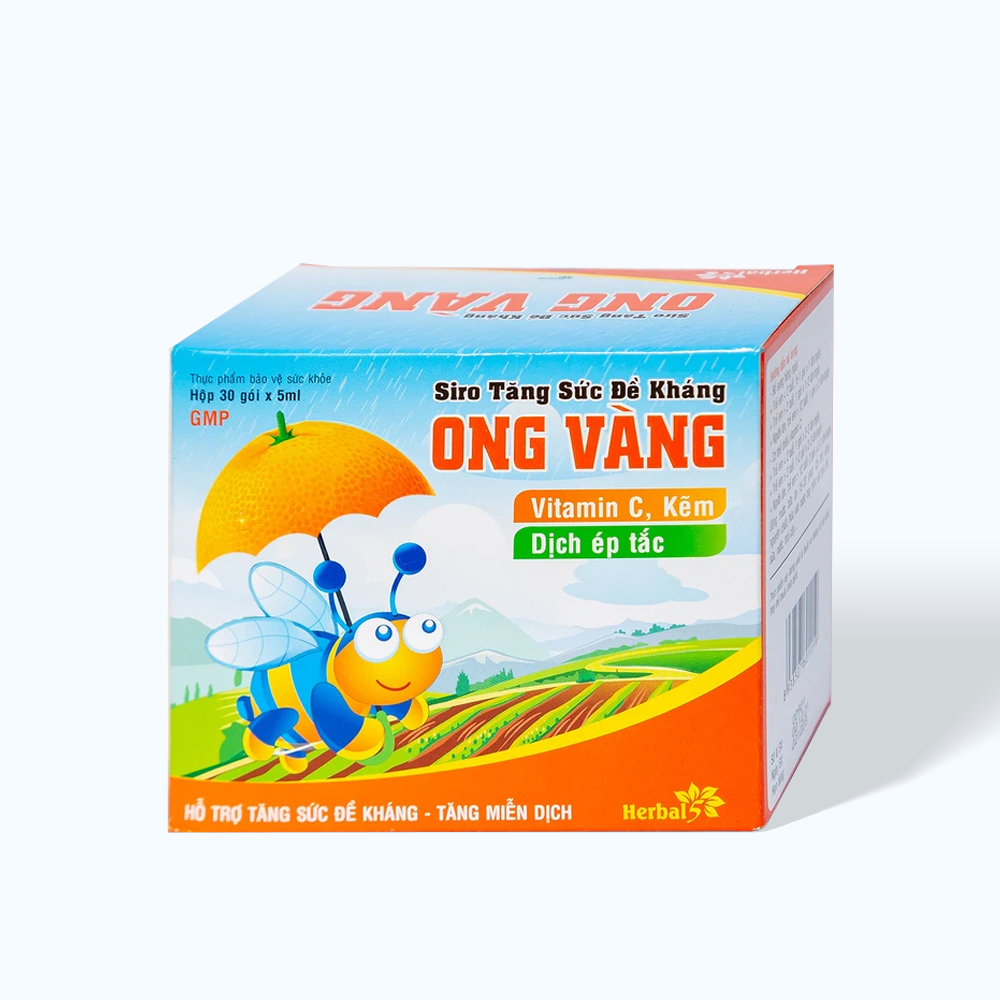 Siro TDV ONG VÀNG hỗ trợ đề kháng cho trẻ từ 3 tuổi Hộp 30 gói x 5ml