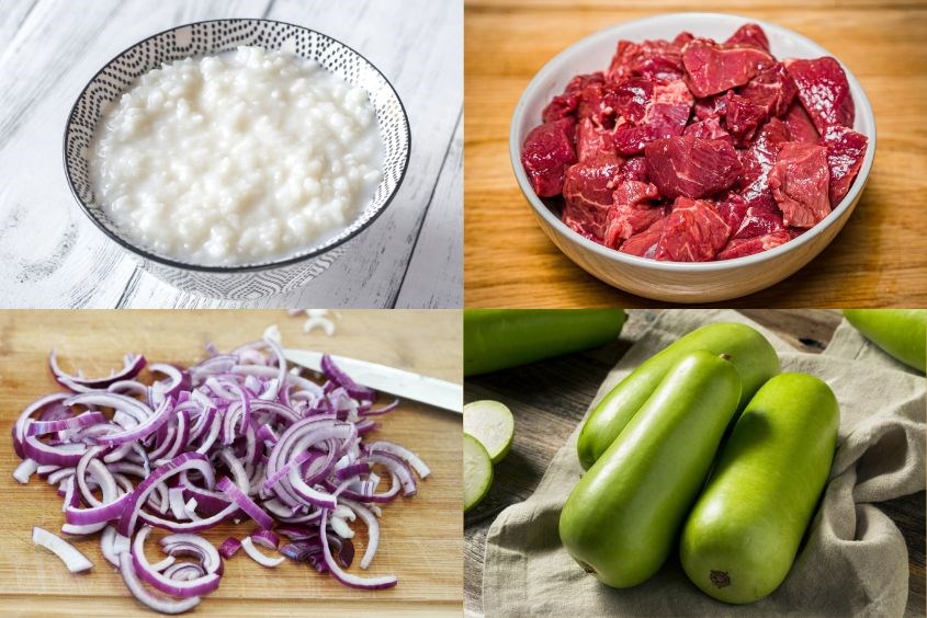 3 món cháo bầu thịt bò cho bé ăn dặm giảm táo bón và ngừa thiếu máu
