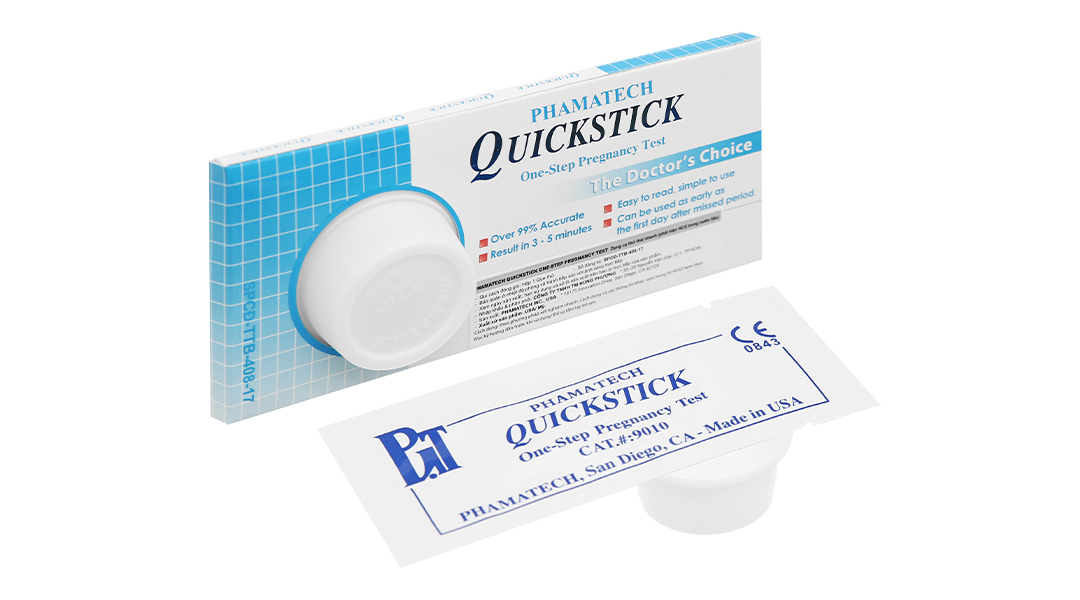 Que thử thai Quick Stick là sản phẩm được sản xuất bởi Phamatech