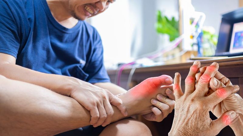 Cơn gút cấp đặc trưng bởi tình trạng sưng tấy, nóng đỏ rực và đau nhức dữ dội ở khớp ngón chân cái 