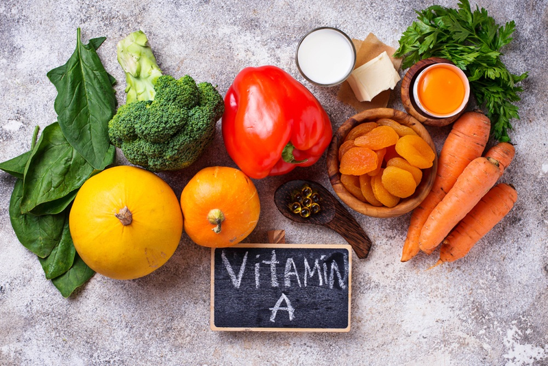 Vitamin A có nhiều ở các rau quả có màu xanh sẫm hay màu vàng.