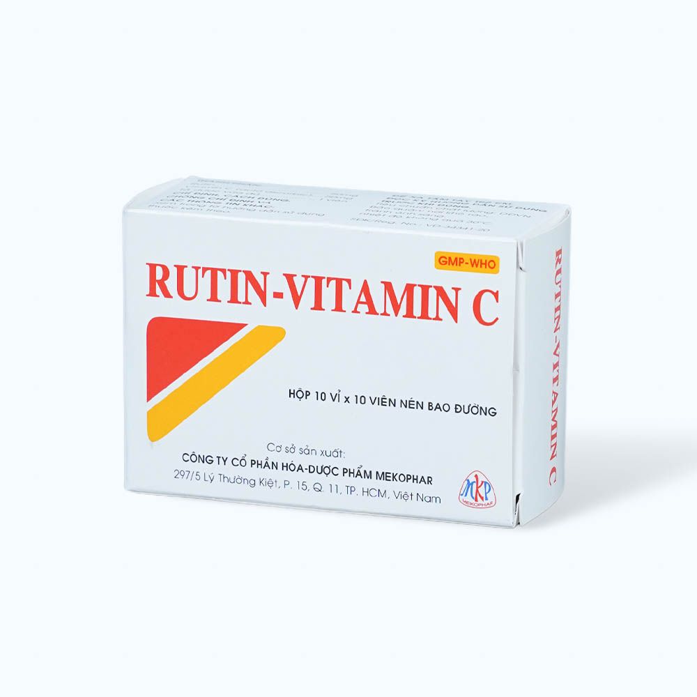 Viên nén bao đường Rutin-Vitamin C trị chảy máu, tăng sức bền thành mạch, xơ mạch (10 vỉ x 10 viên)