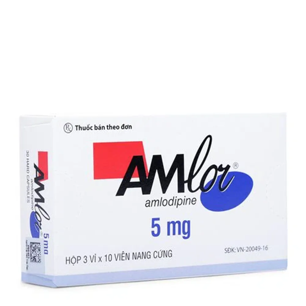 Viên nén Amlor Tab 5mg điều trị tăng huyết áp, đau thắt ngực (3 vỉ x 10 viên)