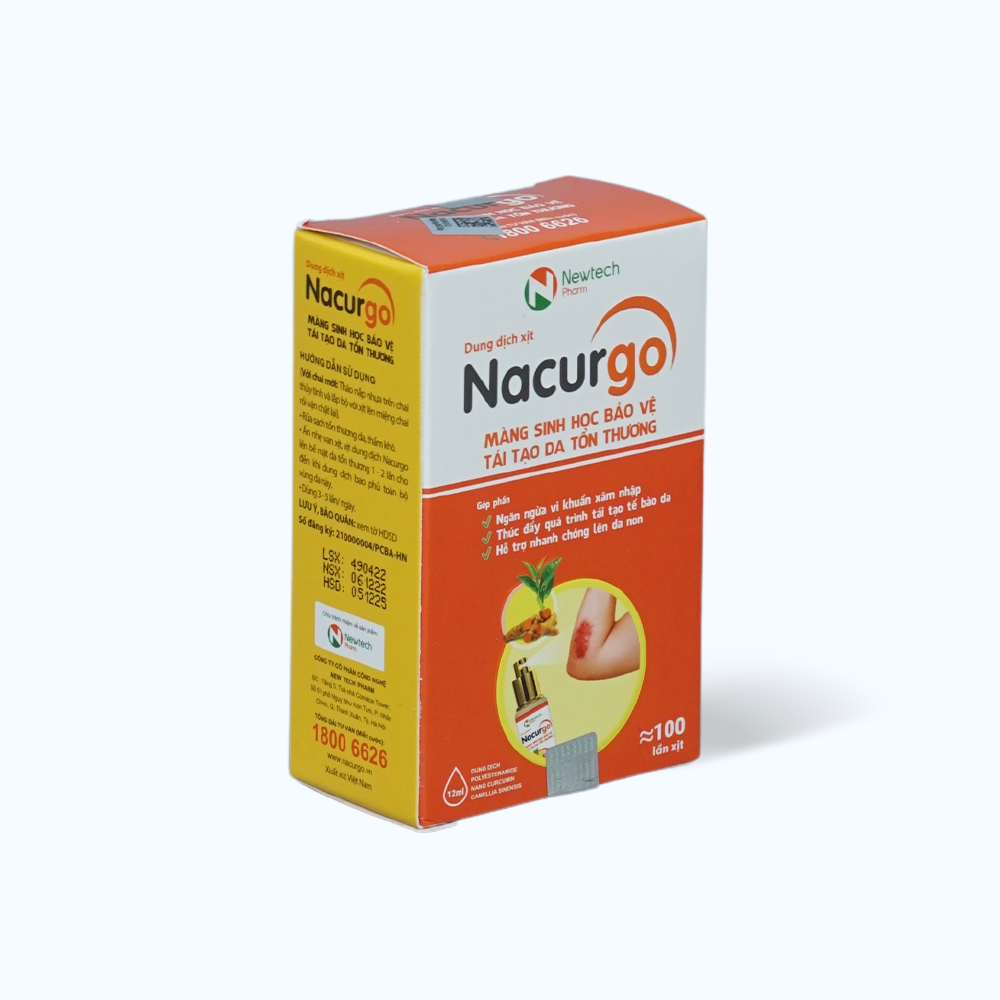 Dung dịch xịt NACURGO tạo màng sinh học bảo vệ tái tạo da tổn thương (Hộp 12ml)