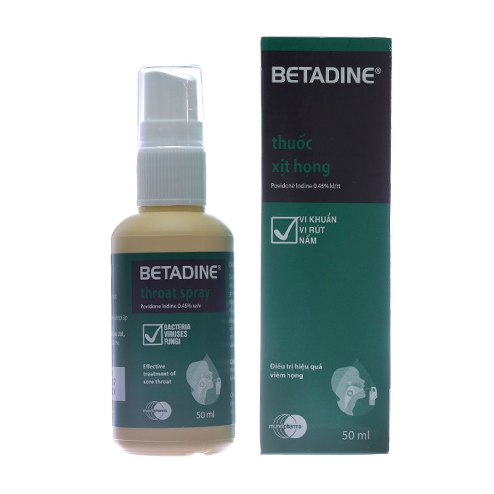 Thuốc xịt họng Betadine Throat Spray trị nhiễm khuẩn răng miệng (chai 50ml)