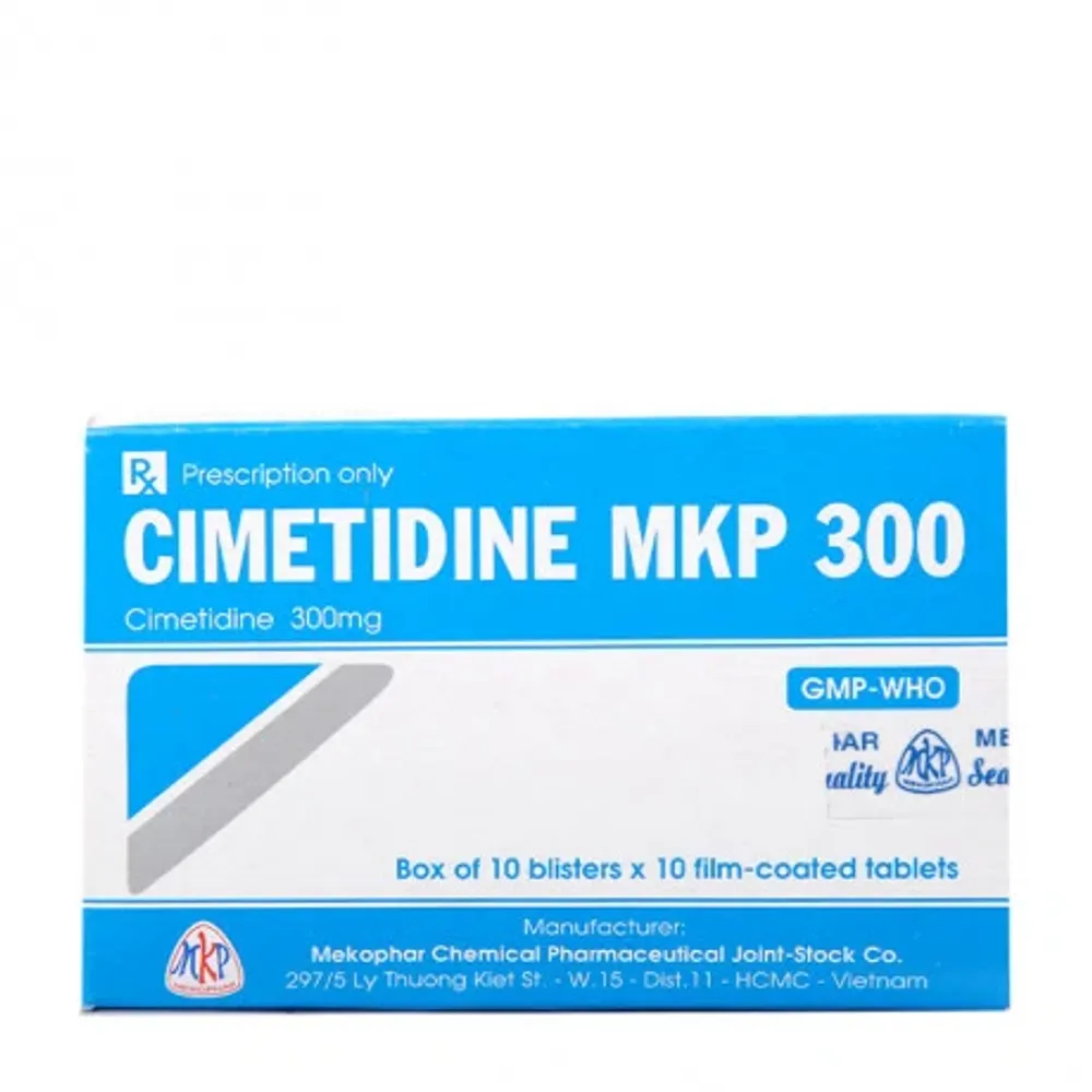 Viên nén Cimetidin 300mg trị viêm loét, trào ngược dạ dày thực quản (10 vỉ x 10 viên)