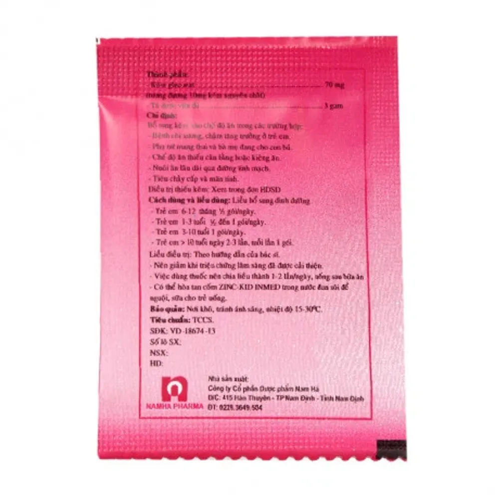 Thuốc cốm ZincKid 70mg bổ sung kẽm vào chế độ ăn, điều trị thiếu kẽm