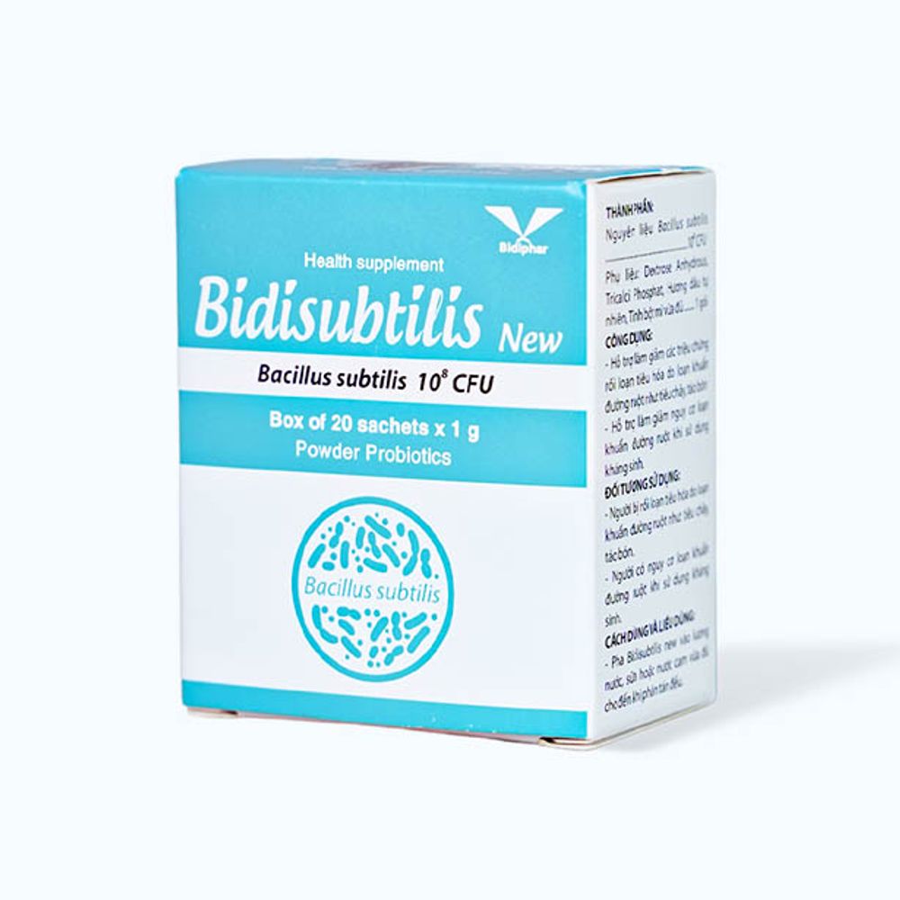 Bột uống Bidiphar Bidisubtilis bổ sung men vi sinh hỗ trợ hệ tiêu hóa (Hộp 20 gói)