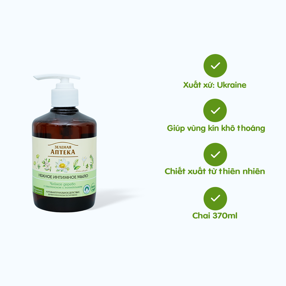 Dung dịch vệ sinh phụ nữ kháng khuẩn chiết xuất cây trà Zelenaya Anteka (370ml)