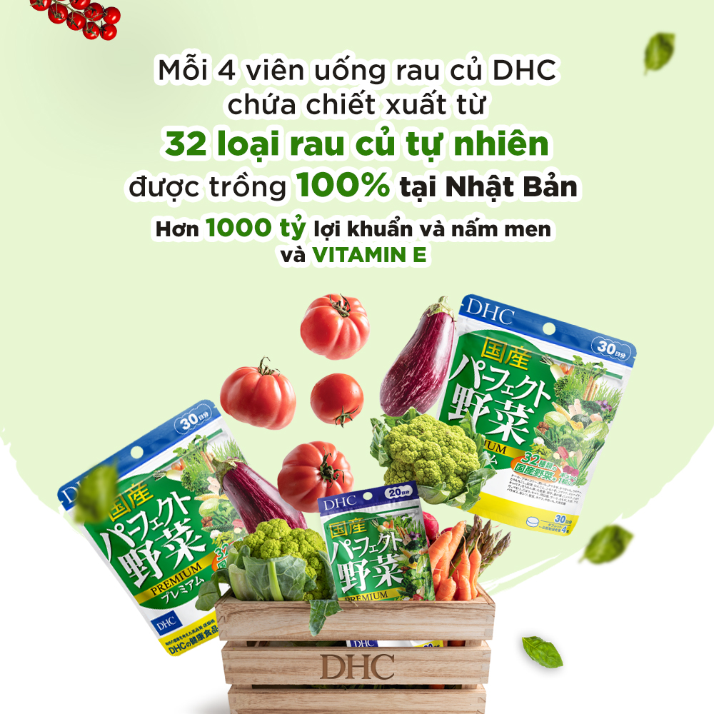 Viên uống rau củ DHC Perfect Vegetable Premium Japanese Harvest 30day (Gói 120 viên)