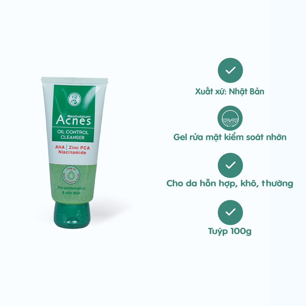 Gel rửa mặt ACNES Oil Control Cleanser giúp kiểm soát nhờn (Tuýp 100g)