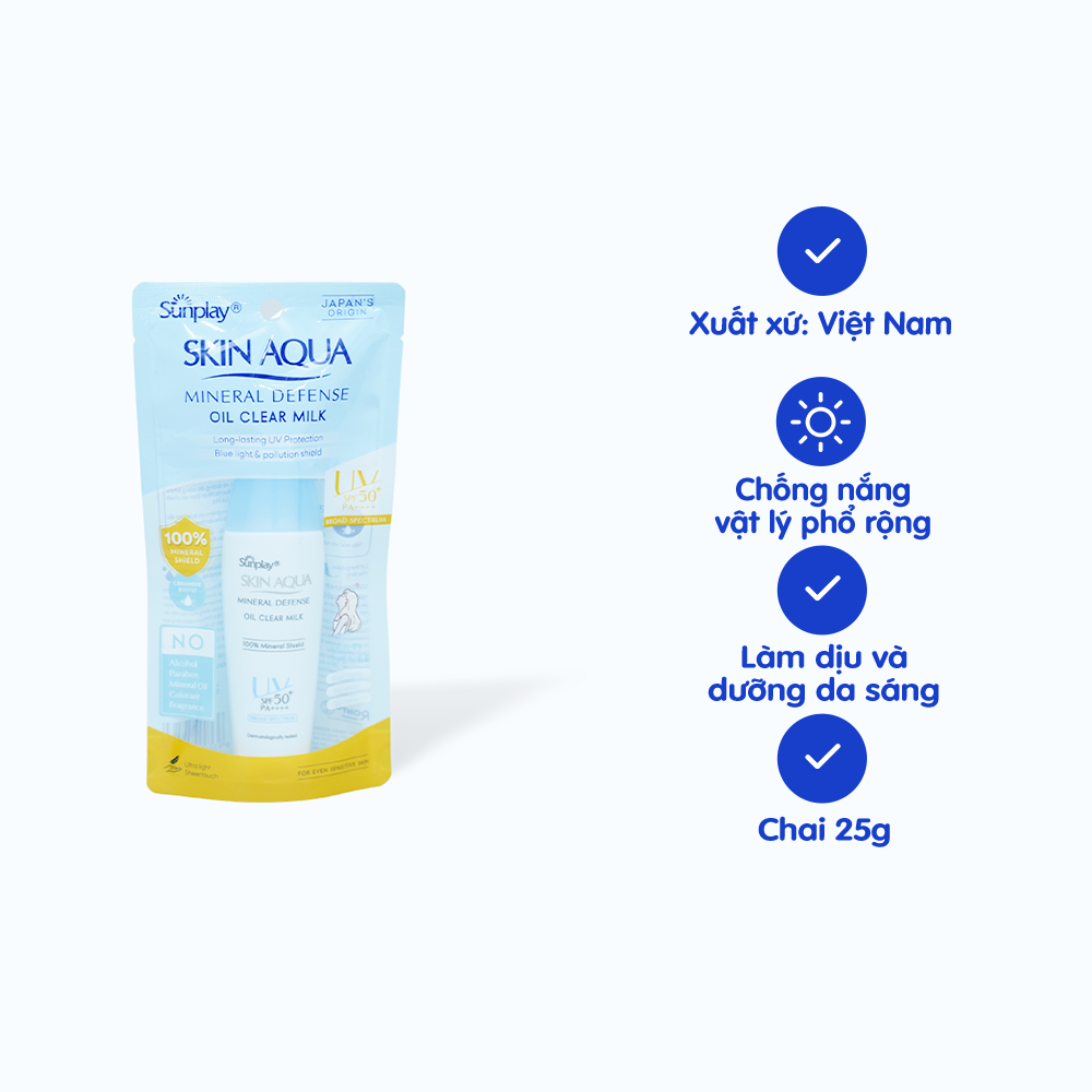 Sữa Chống Nắng Vật Lý SUNPLAY Skin Aqua Mineral Defense Oil Clear Bảo Vệ Da, Giảm Dầu (Chai 25g)