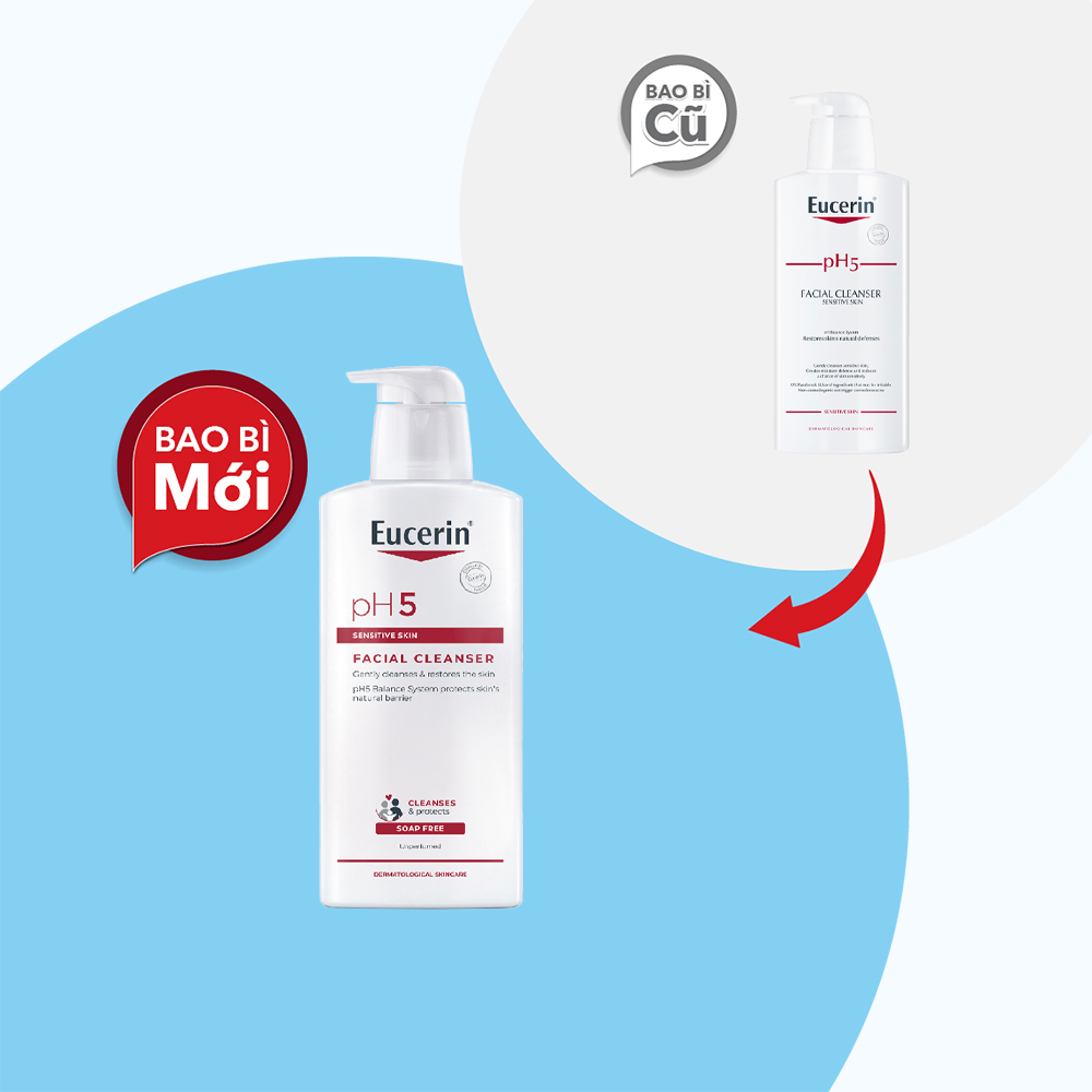 Sữa rửa mặt EUCERIN PH5 Facial Cleanser Sensitive Skin dịu nhẹ cho da nhạy cảm (Chai 400ml)