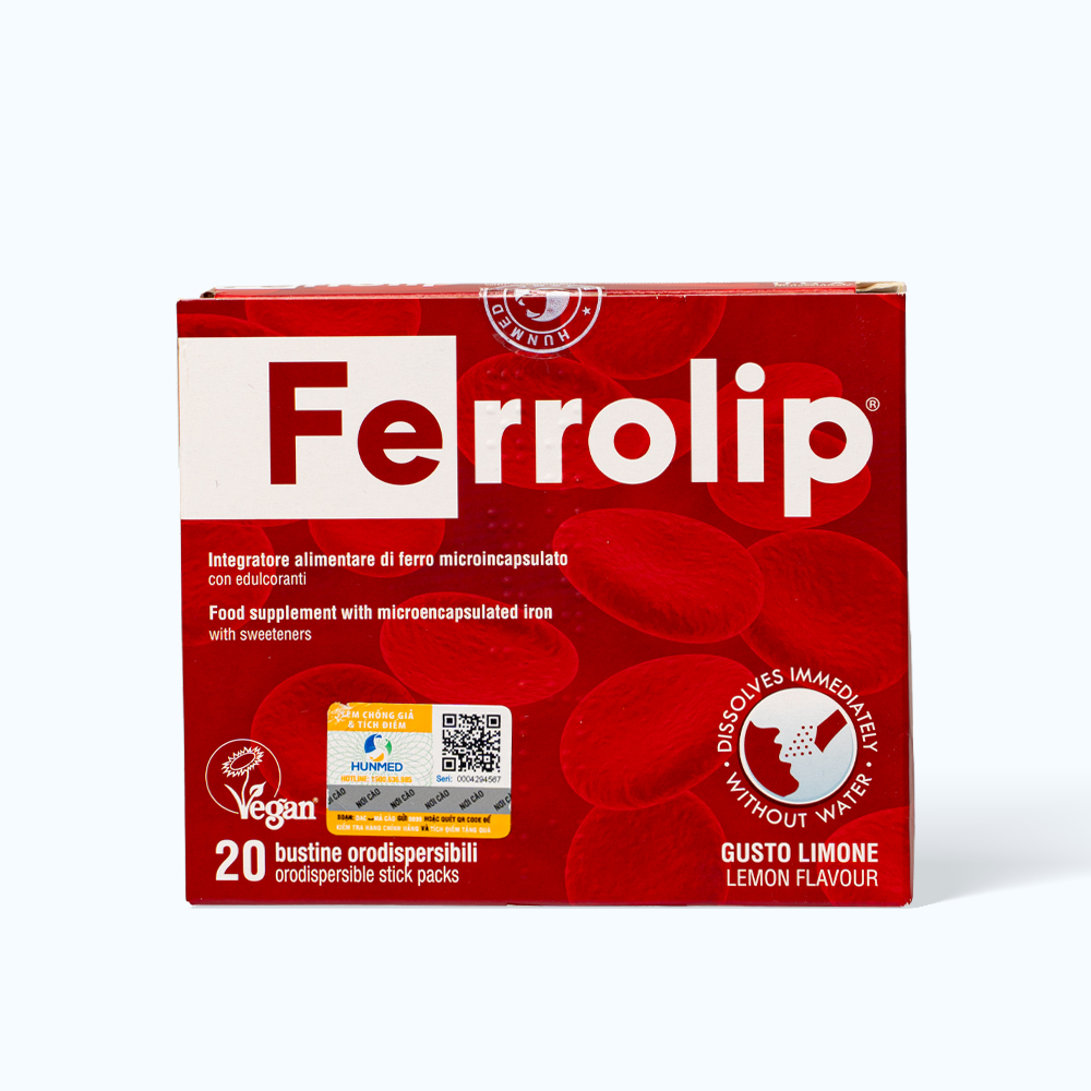 Bột uống FERROLIP bổ sung sắt (Hộp 20 gói)