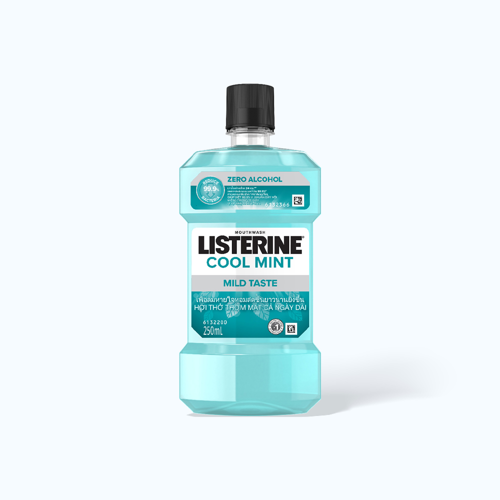 Nước Súc Miệng LISTERINE Cool Mint Zero Hơi Thở Thơm Mát, Không Cay (Chai 250ml)