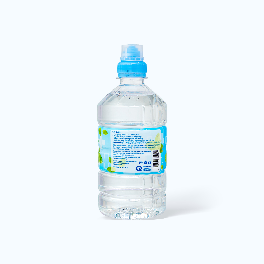 Nước muối Pharmacity Natri Clorid 0.9% hương bạc hà (Chai 500ml)