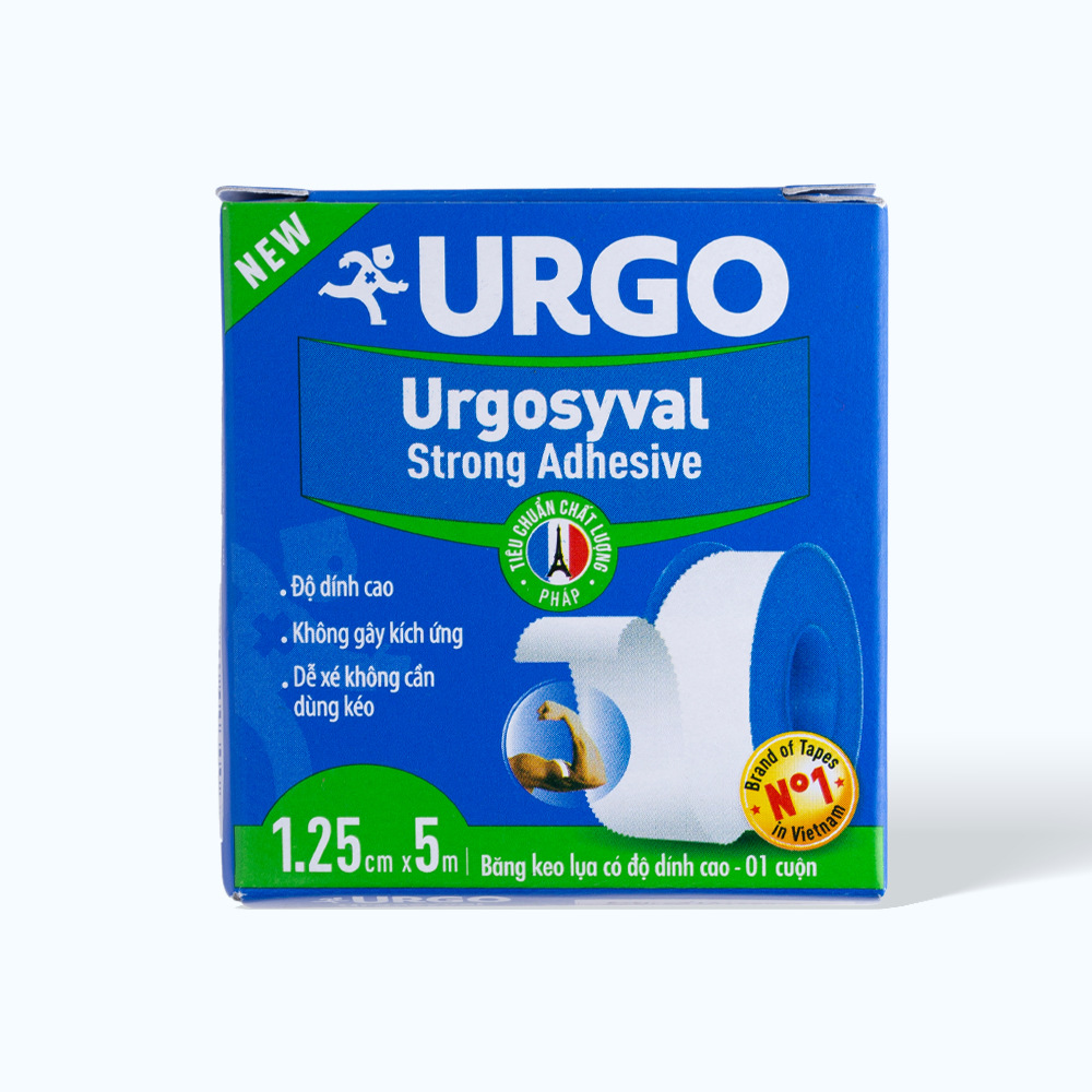 Băng keo y tế lụa độ dính cao URGO Syval Strong Adhesive 1.25cm x 5m (1 Cuộn)