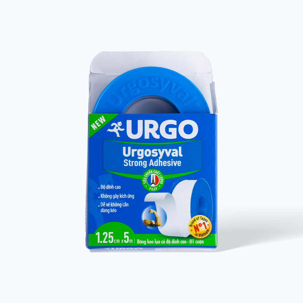 Băng keo y tế lụa độ dính cao URGO Syval Strong Adhesive 1.25cm x 5m (1 Cuộn)