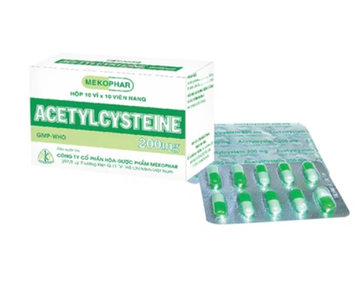 Viên nang ACETYLCYSTEINE 200mg tiêu nhầy, loãng đàm, giảm ho (10 vỉ x 10 viên)