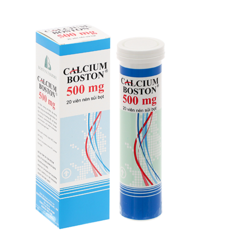 Viên nén sủi bọt CalciumBoston 500mg bổ sung calci, ngừa loãng xương, còi xương (tuýp 20 viên)