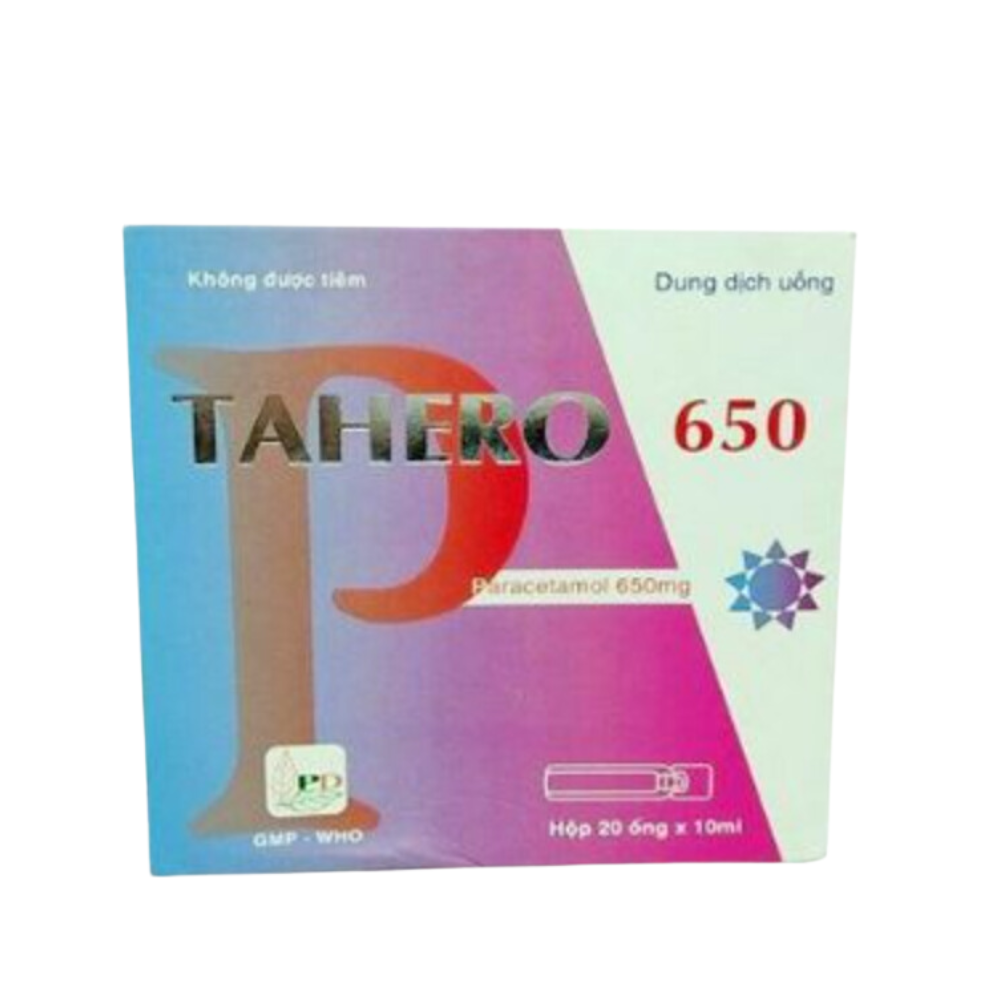 Dung dịch uống TAHERO 650MG giảm đau từ nhẹ đến vừa và hạ sốt (20 ống x 10ml)