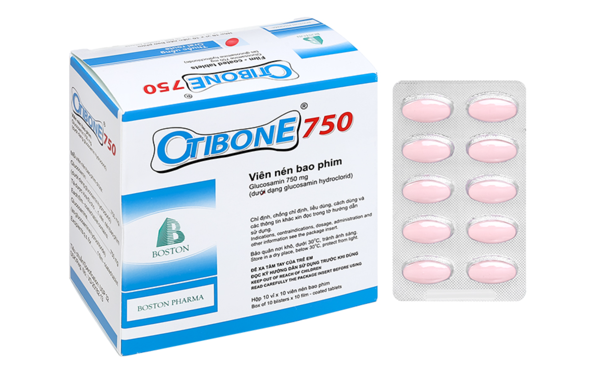 Viên nén Otibone 750 giảm triệu chứng của thoái hóa khớp gối nhẹ và trung bình (10 vỉ x 10 viên)