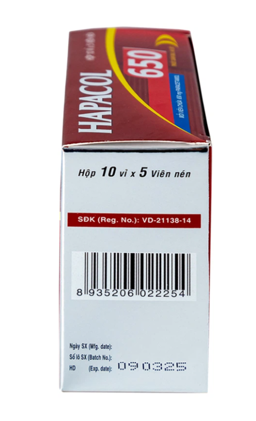 Viên nang HAPACOL 650MG giảm đau từ nhẹ đến vừa và hạ sốt (10 vỉ x 10 viên)