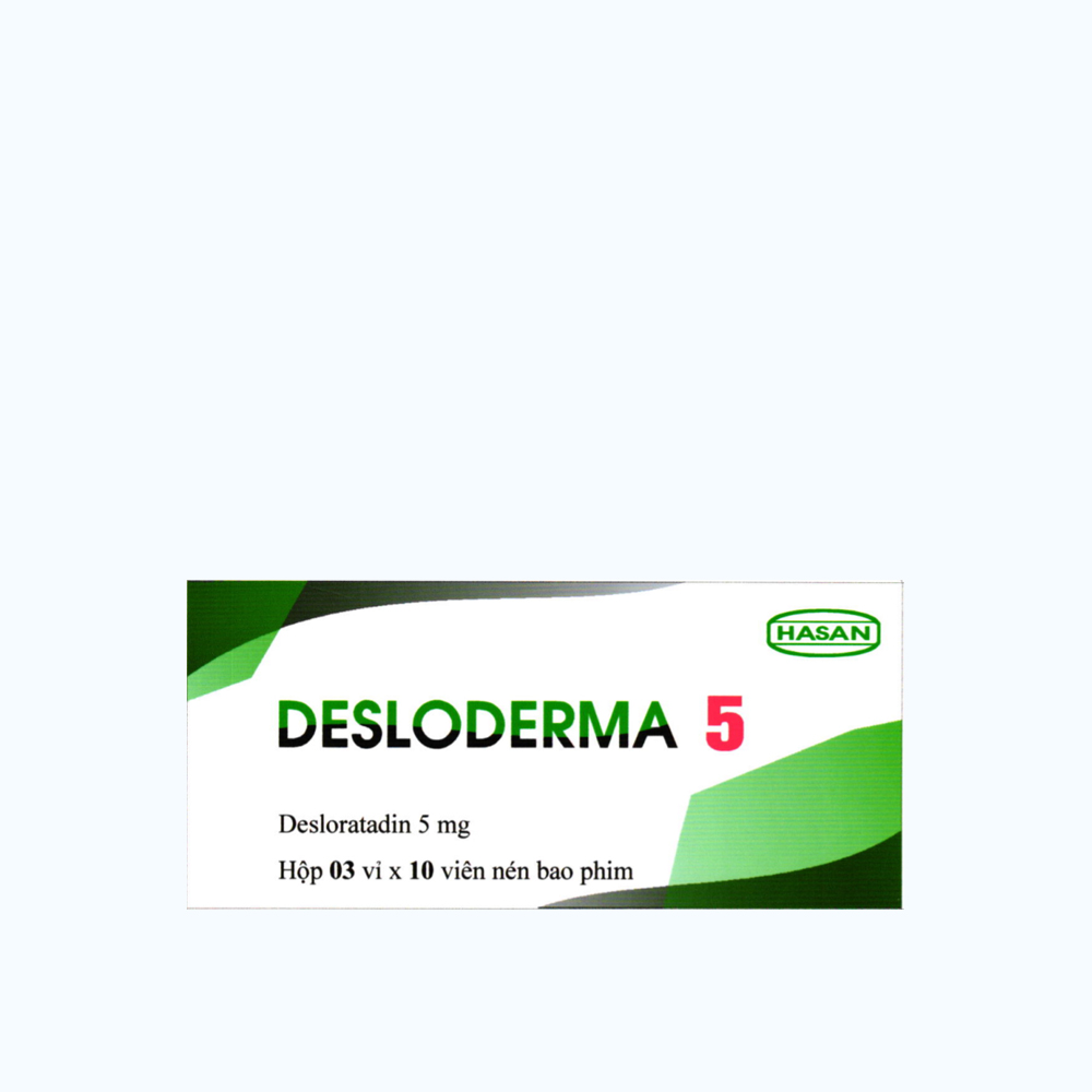 Viên nén Desloderma 5mg trị viêm mũi dị ứng, mày đay, ngứa (3 vỉ x 10 viên)