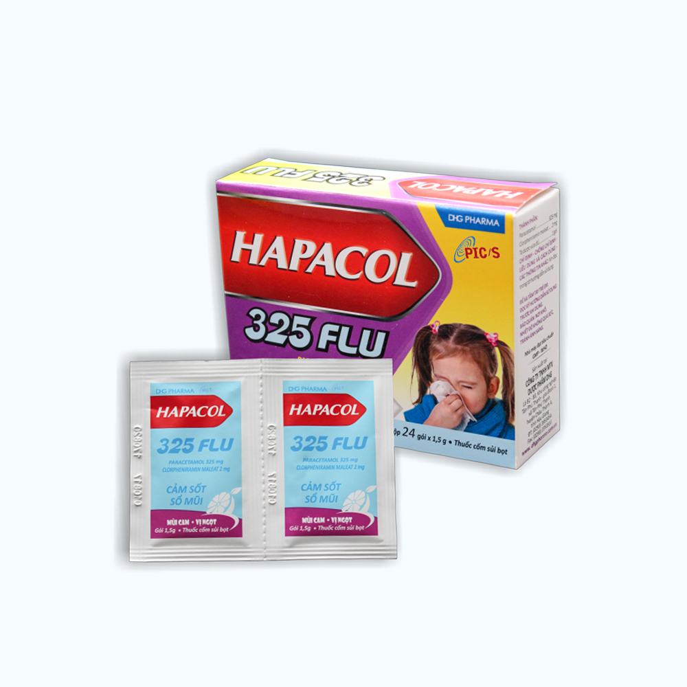 Cốm Hapacol 325 flu điều trị đau đầu, triệu chứng cảm lạnh (24 gói x 1.5g)