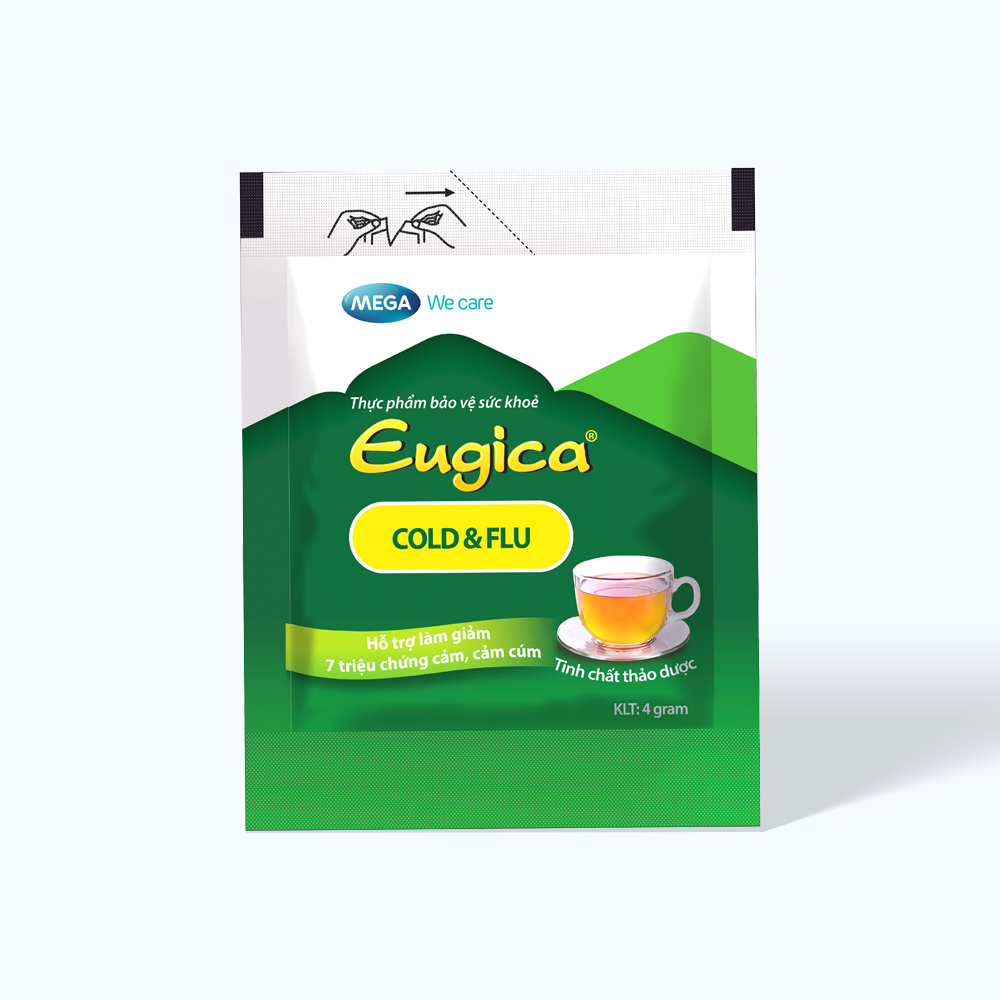 Tinh chất thảo dược Eugica Cold & Flu hỗ trợ giảm cảm cúm (10 gói/hộp)