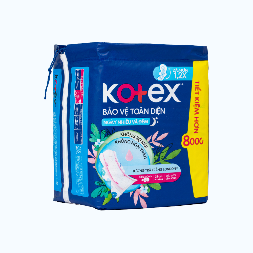 Băng vệ sinh Kotex bảo vệ toàn diện cho ngày nhiều và đêm 28cm (14 miếng)