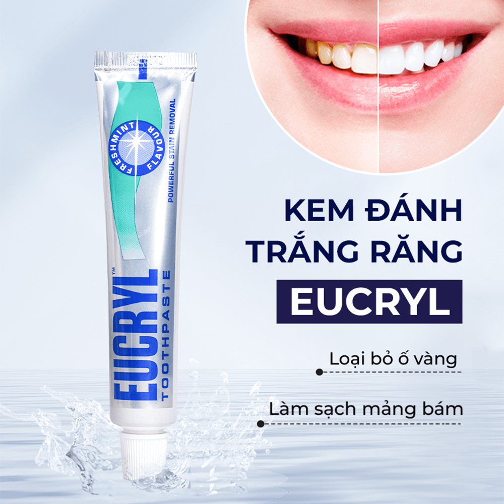 Kem đánh răng EUCRYL loại bỏ mảng bám, giúp răng trắng sáng (tuýp 62g)