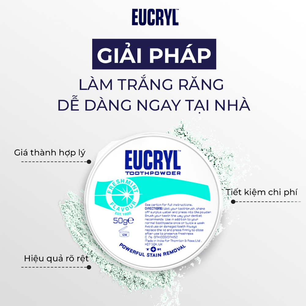 Bột Hỗ Trợ Tẩy Trắng Răng EUCRYL Toothpowder hũ 50g