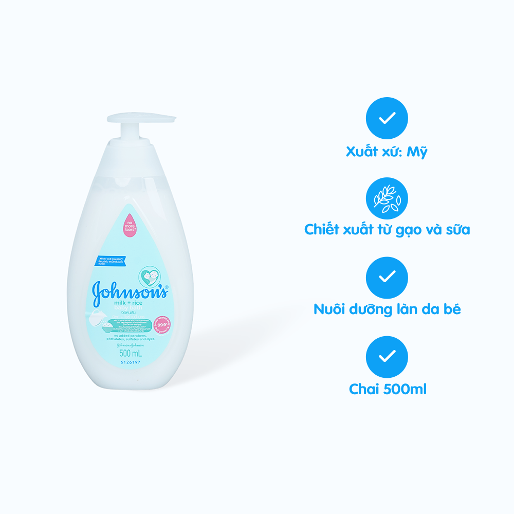 Sữa tắm chứa sữa và gạo cho bé Johnson Baby (500ml)