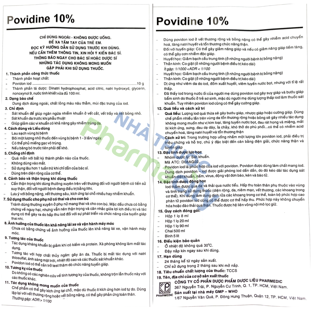 Dung dịch Povidine 90ml - Pharmedic sát khuẩn da và niêm mạc (chai 90ml)