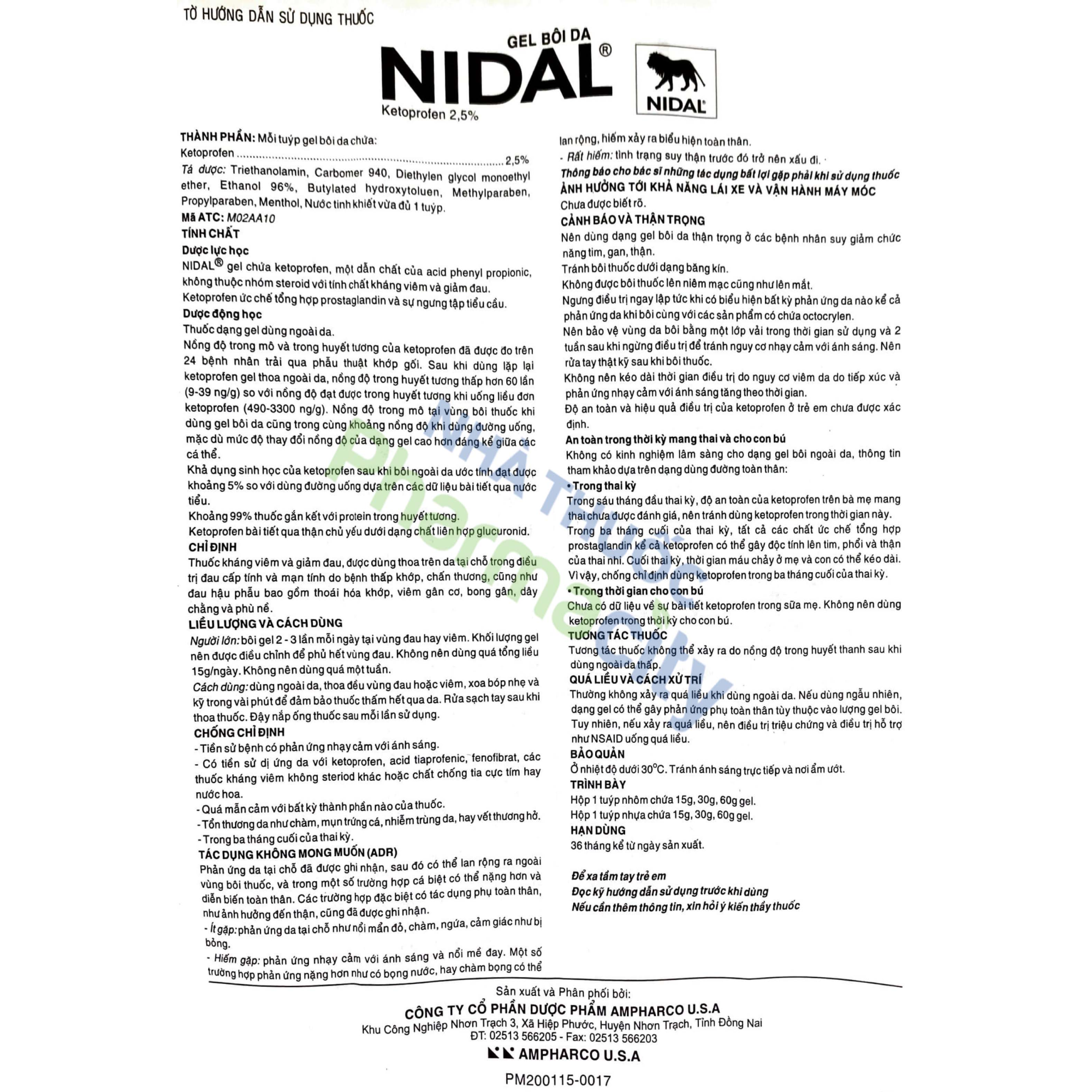 Gel Nidal 2.5 % điều trị đau do thấp khớp, chấn thương (tuýp 30g)