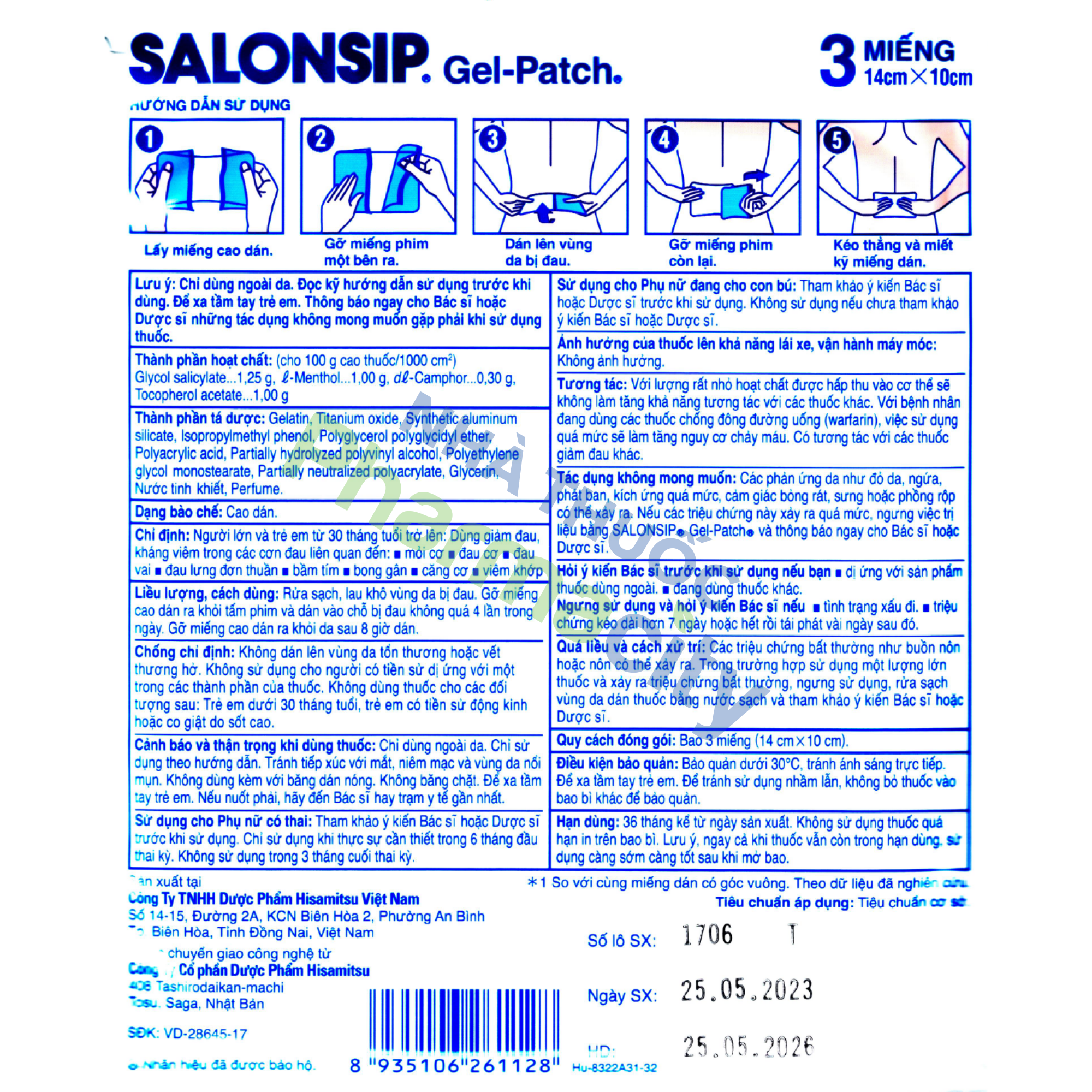 Salonsip (8 goi x 3 mieng)14cm x 10cm