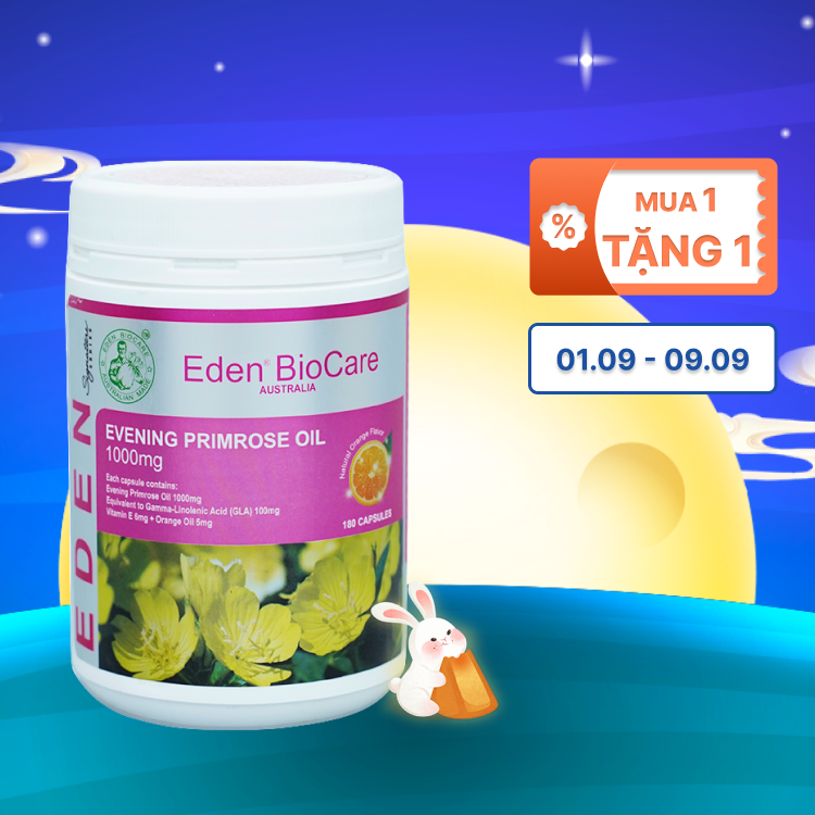 Viên uống dầu hoa anh thảo Eden BioCare Evening Primrose Oil tăng cường nội tiết tố nữ (180 viên)