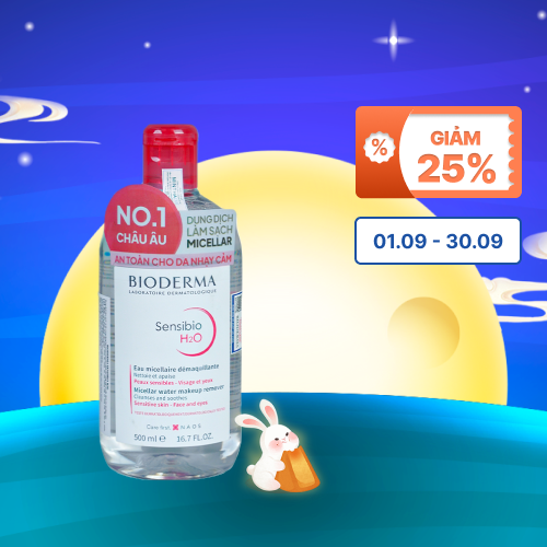 Nước tẩy trang và làm sạch BIODERMA Sensibio H2O dành cho da nhạy cảm (Chai 500ml)