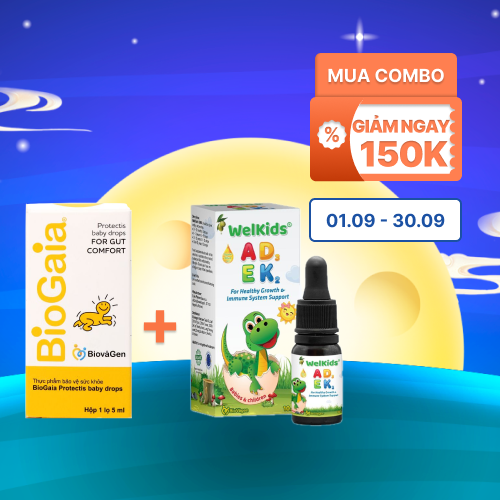 Biovagen Welkids Multivitamin ADKE bổ sung vitamin A, D3, K2, E cho trẻ (Chai 10ml)