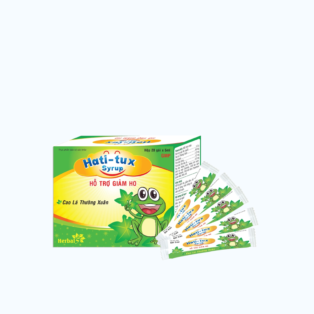Siro Hati-tux (hộp 20 gói x 5ml) giúp giảm ho, đau họng, giải cảm
