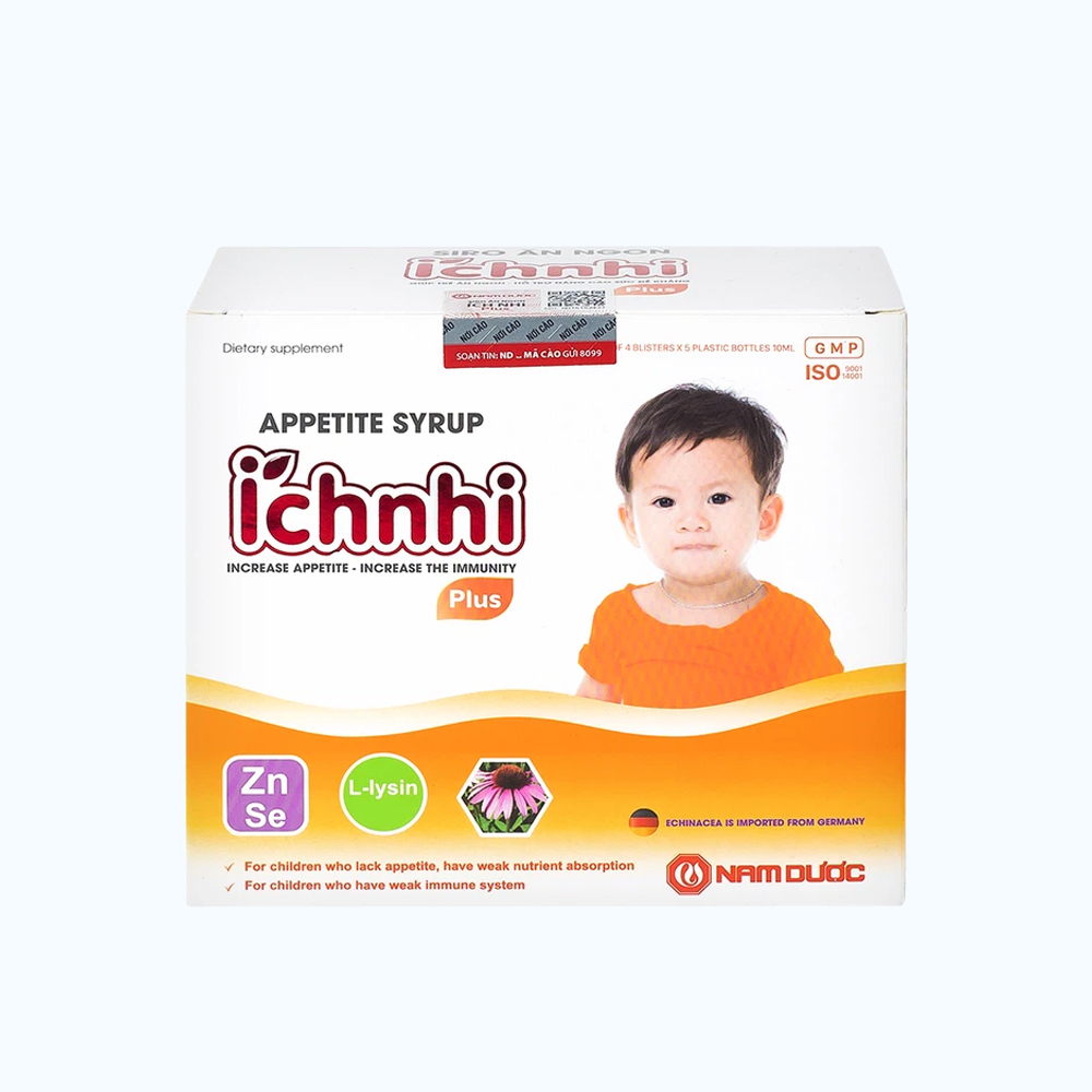 Siro ăn ngon plus cho trẻ từ 2 tuổi Ích Nhi (Hộp 20 ống x 10ml)