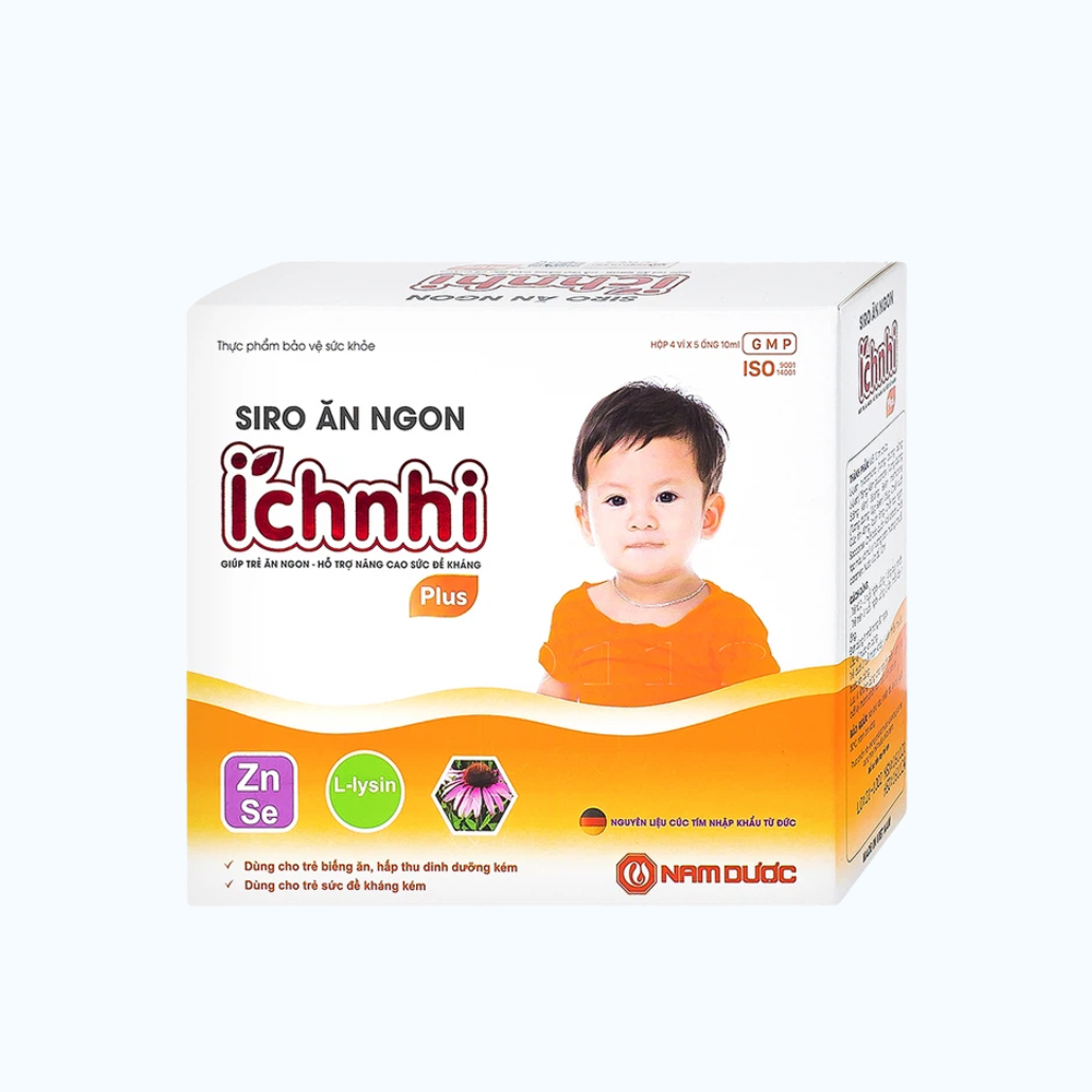 Siro ăn ngon plus cho trẻ từ 2 tuổi Ích Nhi (Hộp 20 ống x 10ml)