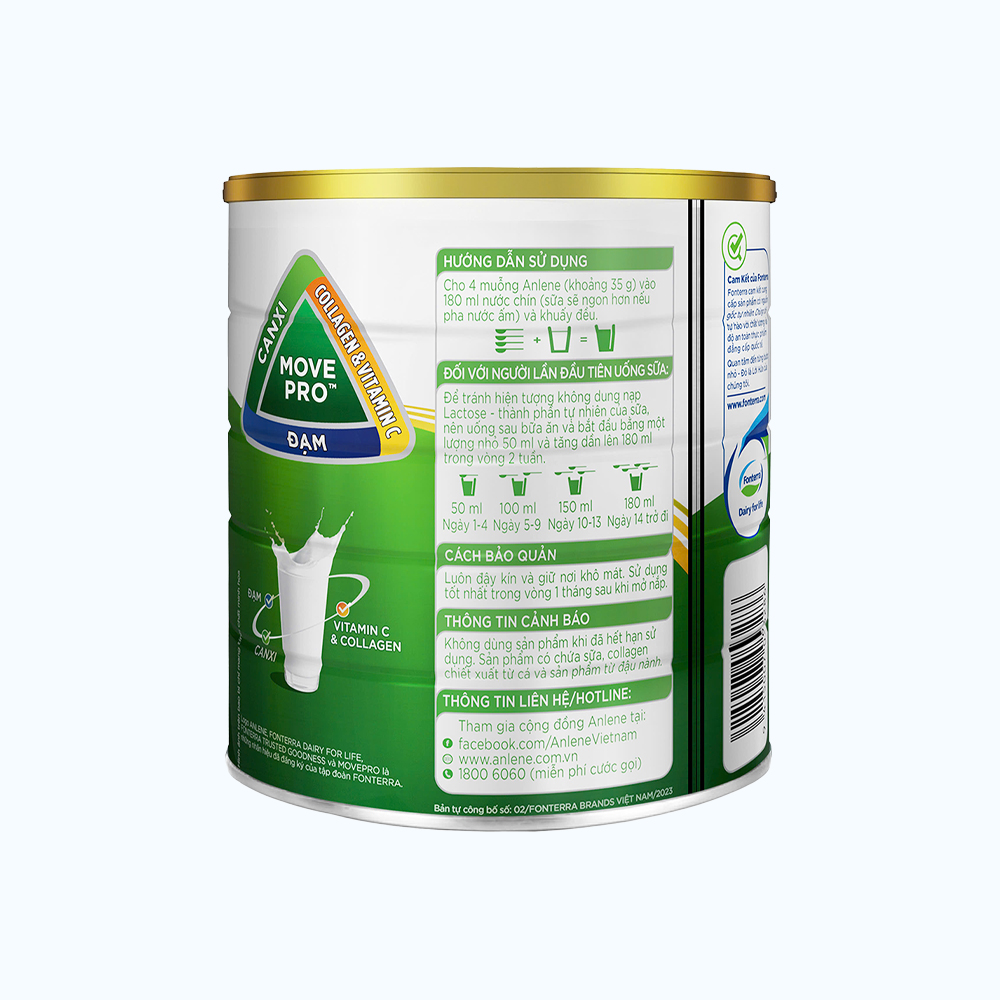 Sữa bột dinh dưỡng ANLENE GOLD 3X tăng cường sức khỏe cơ-xương-khớp cho người trên 40 tuổi ( 800g)