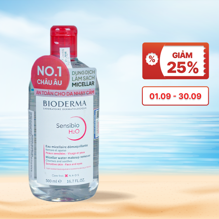 Nước tẩy trang và làm sạch BIODERMA Sensibio H2O dành cho da nhạy cảm (Chai 500ml)