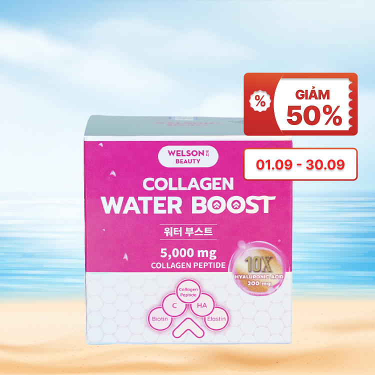 Nước uống Welson Beauty 10x Water Boost hỗ trợ đẹp da (Hộp 6 chai x 50ml)