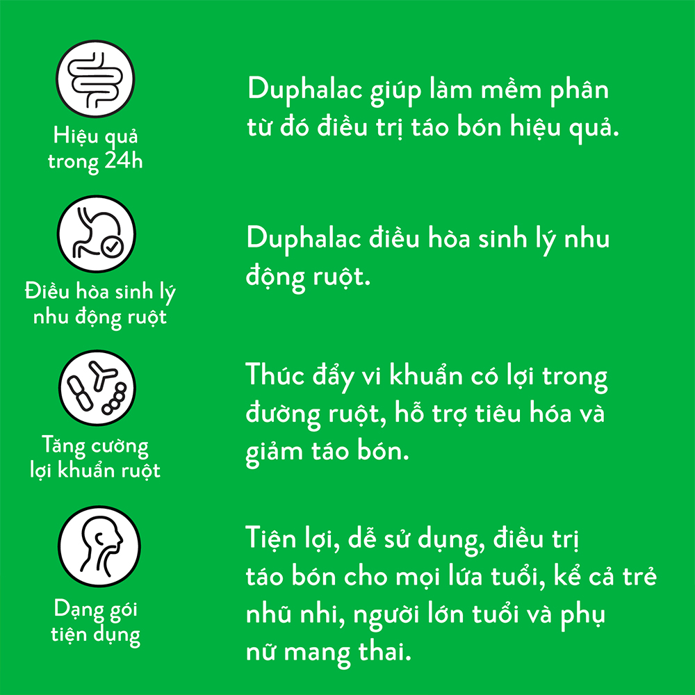 Dung dịch uống Duphalac 667g/l điều trị táo bón hiệu quả, tăng cường lợi khuẩn ruột (20 gói x 15ml)