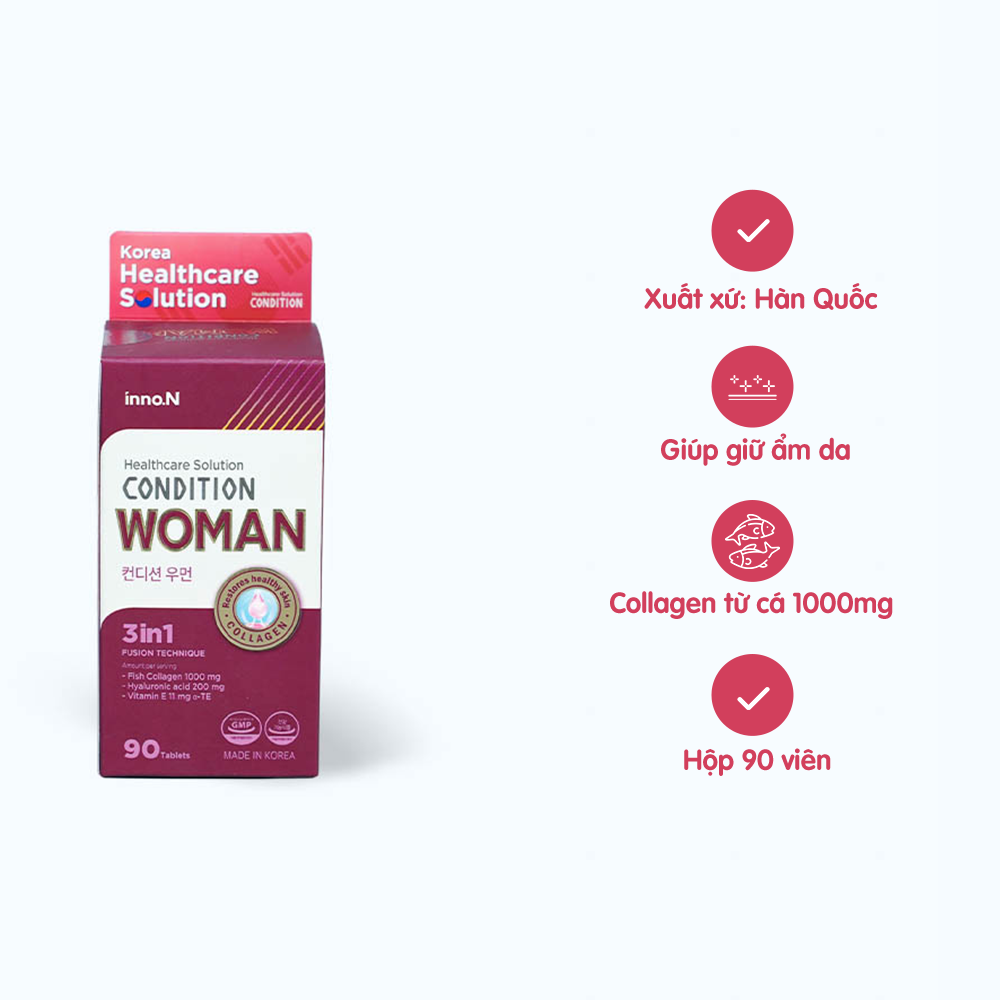 Viên uống Kolmar Condition Woman Giúp bổ sung collagen cho da (Hộp 90 viên)