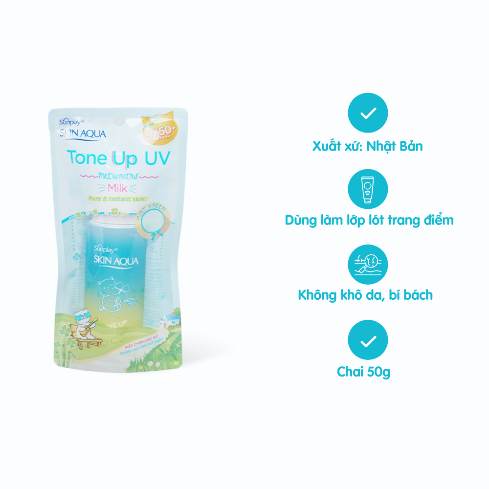 Sữa chống nắng SUNPLAY Skin Aqua Tone Up hiệu chỉnh sắc da màu xanh SPF50+/PA++++  (Chai 50g)