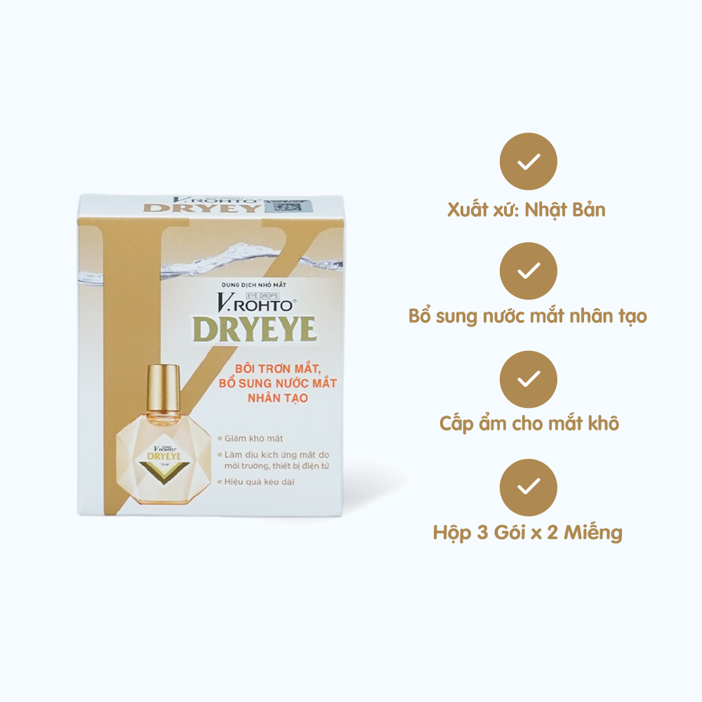 Dung dịch nhỏ mắt VROHTO Dryeye bôi trơn mắt và bổ sung nước mắt nhân tạo (Chai 13ml)